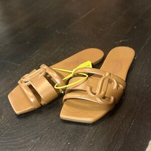 Jimmy Choo brown leather Laran slide sandal, size 35.5